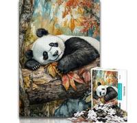 Puzzles pour Adolescents 1000 pièces Panda endormi en Automne, Jeux éducatifs, décoration d'intérieur, Cadeau d'anniversaire, Cadeaux, Art Mural 50x75cm