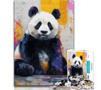 Puzzles pour Adolescents 1000 pièces Panda Graffiti 1000 pièces pour Adolescents avec Affiche et fiche de Questions correspondantes pour Les 14 Ans et Plus 75x50cm