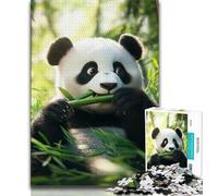 Puzzles pour Adolescents 1000 pièces Panda Mangeant du Bambou, Jeu éducatif Familial, décoration Murale, Cadeaux d'anniversaire et de Noël Uniques (75x50cm)