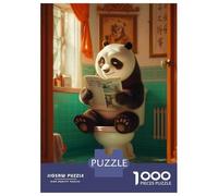 Puzzles pour Adolescents 1000 Pièces Panda Sitting on Toilet Puzzle Jeu Familial Décoration Parfaite Cadeaux Uniques pour Anniversaire Et Noël 70x50cm/1000pcs