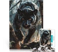 Puzzles pour Adolescents 1000 pièces Panthère Noire dans la forêt Jouets de Jeu stimulants pour la décoration intérieure 38x52cm
