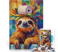 Puzzles pour Adolescents 1000 pièces Paresseux avec Une Couronne de Papier Toilette Jouets de Jeu Bon Cadeau 38x26cm