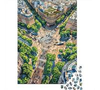 Puzzles pour Adolescents 1000 Pièces Paris Cityscape Aerial View Puzzles pour Adultes Vacances À La Maison Passer Le Temps Interaction Parent-Enfant Jouet Jeu Intellectuel 38x26cm/1000pcs