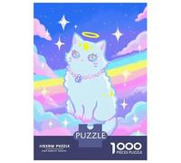 Puzzles pour Adolescents 1000 Pièces Pastel Angel Cat in The Sky Puzzles pour Adolescents Jeux Relaxants Décoration Et d'anniversaire 38x26cm/1000pcs