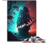 Puzzles pour Adolescents 1000 pièces Paysage de Bateaux Pirates, Jouets éducatifs, idéal comme Cadeau pour Toute la Famille, de 14 Ans et Plus (Taille 26x38cm)