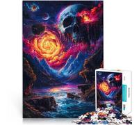 Puzzles pour Adolescents 1000 pièces Paysage de crâne et de Lune Jouets Anti-Stress Car C'est Un pour Toute la Famille 52x38cm