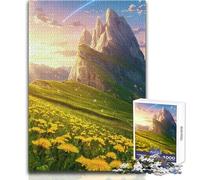 Puzzles pour Adolescents 1000 pièces Paysage de Montagne avec pissenlits et comète Vacances à la Maison Jeu Manuel pour Passer Le Temps Cadeaux de Père Noël Secret (Taille 38x26cm)