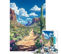 Puzzles pour Adolescents 1000 pièces Paysage désertique Serein ︰ Cactus et Nuages Puzzles pour Adolescents Jouets Anti-Stress Analyse et logique Aide à l'exercice cérébral (Dimensions 38x26cm)