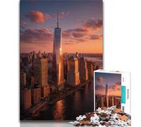 Puzzles pour Adolescents 1000 pièces Paysage Urbain au Coucher du Soleil, Jouets de Divertissement Familial, idéal comme Cadeau pour Toute la Famille 38x26cm