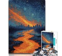 Puzzles pour Adolescents 1000 pièces Paysage Urbain au Coucher du Soleil, pour Jeu éducatif, défi, Cadeau d'anniversaire, décoration Murale 38x26cm