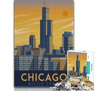 Puzzles pour Adolescents 1000 pièces, Paysage Urbain de Chicago, Aide Le Cerveau à exercer des Jouets addictifs pour cultiver la Patience et améliorer la mémoire (75x50cm)