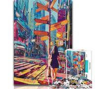 Puzzles pour Adolescents 1000 pièces Paysage Urbain de New York, Anti-Stress, Vacances à la Maison, Passe-Temps, Amour Entre Couples (75x50cm)