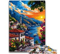 Puzzles pour Adolescents 1000 pièces Paysage Urbain Italien Anti-Stress Staycation Tuer Le Temps avec Affiche Assortie et Feuille de Questions 26x38cm