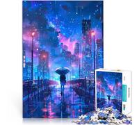 Puzzles pour Adolescents 1000 pièces Paysage Urbain Nocturne pluvieux défi éducatif Cadeau d'anniversaire, Cadeaux, décoration Murale 38x26cm