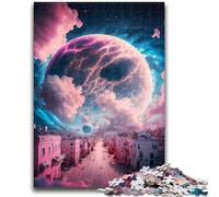 Puzzles pour Adolescents 1000 pièces Paysage Urbain planétaire Rose Jeu Stimulant et Jeu Familial Décoration Murale Cadeaux d'anniversaire et de Noël Uniques 26x38cm