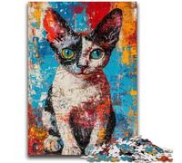 Puzzles pour Adolescents 1000 pièces, Peinture à l'huile Artistique de Chat, Puzzles pour Adultes, Passe-Temps de Vacances avec Affiche et fiche de Questions-réponses Assorties (50x75cm)