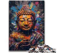 Puzzles pour Adolescents 1000 pièces Peinture à l'huile de Bouddha Difficile et Stimulant avec Affiche et fiche de Questions correspondantes pour Les 14 Ans 38x26cm