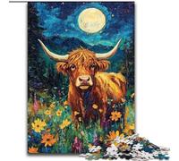Puzzles pour Adolescents 1000 pièces Peinture à l'huile de Vache des Highlands, pour stimuler Le Cerveau, Jouets addictifs pour cultiver la Patience, décoration Parfaite (Taille 26x38cm)