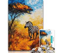 Puzzles pour adolescents 1000 pièces, peinture à l'huile de zèbre africain, puzzle de 1000 pièces, activités familiales amusantes à la maison, cadeau d'anniversaire, cadeaux de voyage (taille 75x50cm)
