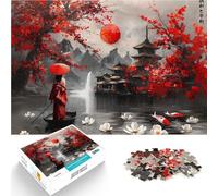 Puzzles pour Adolescents 1000 pièces Peinture de Jardin Japonais Analyse et logique Offrir en Cadeau à Toute la Famille 52x38cm