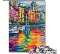 Puzzles pour Adolescents 1000 pièces Peinture du Front de mer de Naples, Italie, Jouets éducatifs, Jeux Anti-Stress, renforce l'amour Entre Couples (Taille 26x38cm)