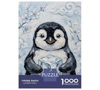 Puzzles pour Adolescents 1000 Pièces Penguin with Ice Cube Painting Puzzles pour Adultes Course De Vitesse Manuelle pour Anniversaire, Noël Jeu Stimulant Cadeaux 52x38cm/1000pcs