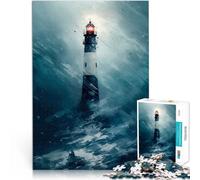 Puzzles pour Adolescents 1000 pièces Phare de l'Œil Rouge Jeux éducatifs Décoration d'intérieur Œuvre d'art 38x26cm