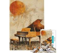 Puzzles pour Adolescents 1000 pièces Piano Abstrait Mélancolique Puzzles pour Adolescents Jouets Anti-Stress Analyse et logique Aide à l'exercice cérébral (Taille 38x52cm)
