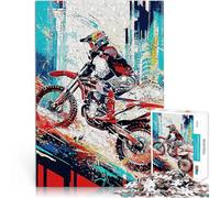 Puzzles pour Adolescents 1000 pièces Pilote de Motocross en Action Difficile et défi Convient pour la décoration de Bureau 75x50cm