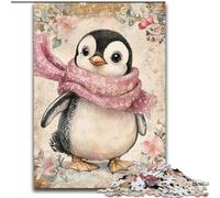 Puzzles pour Adolescents 1000 pièces Pingouin Portant Un Foulard Jeux éducatifs Décoration de la Maison Jeu éducatif pour Anniversaire, Noël 26x38cm