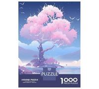Puzzles pour Adolescents 1000 Pièces Pink Tree Beside The Lake Puzzles pour Adultes Jeu Manuel pour S'amuser en Famille Activités Amusantes À La Maison, 38x26cm/1000pcs