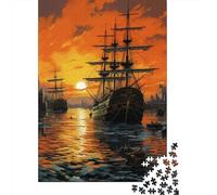 Puzzles Pour Adolescents 1000 Pièces Pirate Sunset Harbor Scene Puzzle Pour Adolescents - Idéal Pour Passer Le Temps À La Maison, Pour Un Anniversaire, Noël, Des Jeux En Famille Et Des Soirées Jeux 70