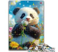 Puzzles pour Adolescents 1000 pièces Pissenlit Panda Jeu Stimulant et Jeu Familial Décoration Murale Cadeaux d'anniversaire et de Noël Uniques 26x38cm