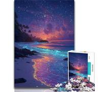 Puzzles pour Adolescents 1000 pièces Plage Voie lactée Vue Nocturne, Jeu Stimulant et Jeu Familial Interaction Parent-Enfant 75x50cm