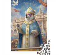 Puzzles pour Adolescents 1000 Pièces Polar Bear Pope A Whimsical Fusion of Religion and Wildlife Puzzle pour Adultes Jouets Anti-Stress Décoration Murale Cadeaux Uniques d'anniversaire Et De Noël 52x