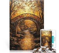 Puzzles pour Adolescents 1000 pièces Pont de Pierre Forêt d'automne Jeux éducatifs Activités Amusantes à la Maison, Cadeaux d'anniversaire, Cadeaux de Voyage, 75x50cm