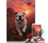 Puzzles pour Adolescents 1000 pièces Poppy Bulldog Anglais, Jouets éducatifs et éducatifs pour la Famille, adaptés à la décoration de Bureau (75x50cm)