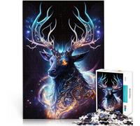 Puzzles pour Adolescents 1000 pièces Portrait de cerf Cosmique Soulagement du Stress Activités Amusantes à la Maison, Cadeaux d'anniversaire, Cadeaux de Voyage, 26x38cm