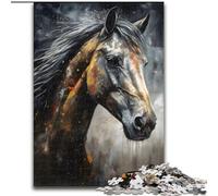 Puzzles pour Adolescents, 1000 pièces, Portrait de Cheval au Fusain, Jeu Stimulant et Familial avec des pièces de Formes aléatoires entièrement emboîtables (Taille 26x38cm)