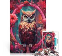Puzzles pour Adolescents 1000 pièces Portrait de Hibou Mignon Compétition de Vitesse Manuelle décoration Murale 75x50cm