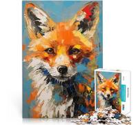 Puzzles pour Adolescents 1000 pièces Portrait de Renard Peint Compétition de Vitesse Manuelle Cadeau Amusant 52x38cm