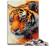 Puzzles pour Adolescents 1000 pièces Portrait de Tigre 1000 pièces pour Adolescents, Anti-Stress, défi Difficile, Cadeaux du Père Noël Secret (50x75cm)