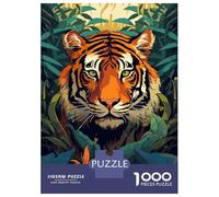 Puzzles pour Adolescents 1000 Pièces Powerful Tiger Pixel Art Puzzles pour Adultes Jeux Amusants Et Humoristiques Cadeaux De Noël Et d'anniversaire 70x50cm/1000pcs