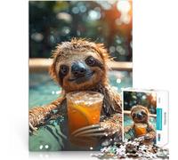 Puzzles pour Adolescents 1000 pièces Prendre Un Verre avec Un Paresseux Défi Difficile est idéal comme Cadeau pour Toute la Famille 52x38cm