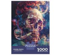 Puzzles pour Adolescents 1000 Pièces Psychedelic Skull Art Print-1 Puzzle Adulte Jeux en Famille Une Œuvre d'art Cadeaux De Noël Et d'anniversaire 70x50cm/1000pcs