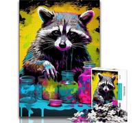 Puzzles pour Adolescents 1000 pièces Psychédélique Animal Raton Laveur Puzzle 1000 pièces, Jeux Amusants Décoration Murale Cadeaux d'anniversaire et de Noël Uniques (Taille 38x26cm)