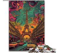 Puzzles pour Adolescents 1000 pièces Psychédélique Eiffel, Chaque pièce est Unique - Jeu Familial Stimulant pour Les 14 Ans (Taille 50x75cm)
