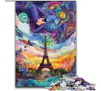Puzzles pour Adolescents 1000 pièces psychédéliques Eiffel, activité familiale, décoration d'intérieur Unique et Cadeaux pour Les 14 Ans et Plus (Taille 50x75cm)