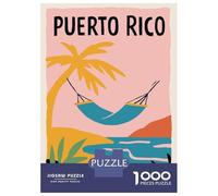 Puzzles pour Adolescents 1000 Pièces Puerto Rico Beach Hammock Travel Puzzles pour Adolescents - Améliorez Votre Mémoire pour Un Anniversaire Ou Noël - Jeu Au Design Magnifique 38x26cm/1000pcs