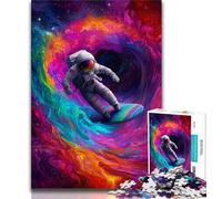Puzzles pour Adolescents 1000 pièces Puzzle Astronaute Surf dans l'espace, Jouet éducatif intellectuel décompressant Jeu éducatif pour Anniversaire, Noël 50x75cm